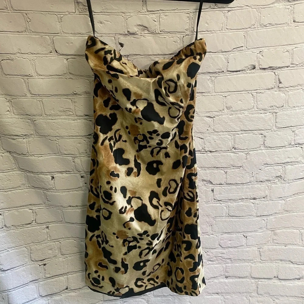 5/$20 The Limited Leopard Print Formal Strapless Dress Size 8 NWT Y2K Vibes VTG